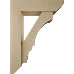 Ekena Millwork - BKTUR0756X32X44BOA06RCPR - Timberthane Faux Wood Balboa Style Bracket w/ Offset Brace, Slat Ends, 7 1/2"W x 32"D x 44"H, Primed Tan