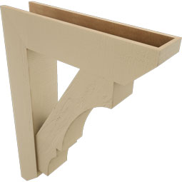 Ekena Millwork - BKTUR0756X32X44BOA06RCPR - Timberthane Faux Wood Balboa Style Bracket w/ Offset Brace, Slat Ends, 7 1/2"W x 32"D x 44"H, Primed Tan