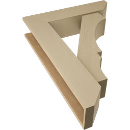 Ekena Millwork - BKTUR0756X32X44BOA06RCPR - Timberthane Faux Wood Balboa Style Bracket w/ Offset Brace, Slat Ends, 7 1/2"W x 32"D x 44"H, Primed Tan