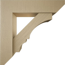 Ekena Millwork - BKTUR0756X34X34BOA06RCPR - Timberthane Faux Wood Balboa Style Bracket w/ Offset Brace, Slat Ends, 7 1/2"W x 34"D x 34"H, Primed Tan