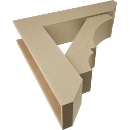 Ekena Millwork - BKTUR0756X34X34BOA06RCPR - Timberthane Faux Wood Balboa Style Bracket w/ Offset Brace, Slat Ends, 7 1/2"W x 34"D x 34"H, Primed Tan