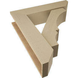Ekena Millwork - BKTUR0756X34X38BOA06RCPR - Timberthane Faux Wood Balboa Style Bracket w/ Offset Brace, Slat Ends, 7 1/2"W x 34"D x 38"H, Primed Tan