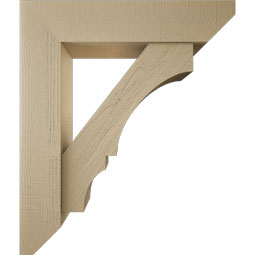 Ekena Millwork - BKTUR0756X34X40BOA06RCPR - Timberthane Faux Wood Balboa Style Bracket w/ Offset Brace, Slat Ends, 7 1/2"W x 34"D x 40"H, Primed Tan