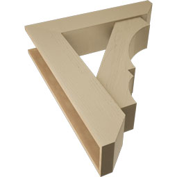 Ekena Millwork - BKTUR0756X34X40BOA06RCPR - Timberthane Faux Wood Balboa Style Bracket w/ Offset Brace, Slat Ends, 7 1/2"W x 34"D x 40"H, Primed Tan