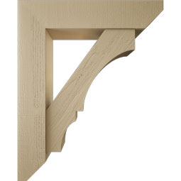 Ekena Millwork - BKTUR0756X34X42BOA06RCPR - Timberthane Faux Wood Balboa Style Bracket w/ Offset Brace, Slat Ends, 7 1/2"W x 34"D x 42"H, Primed Tan