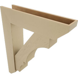 Ekena Millwork - BKTUR0756X34X42BOA06RCPR - Timberthane Faux Wood Balboa Style Bracket w/ Offset Brace, Slat Ends, 7 1/2"W x 34"D x 42"H, Primed Tan