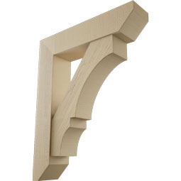 Ekena Millwork - BKTUR0756X34X42BOA06RCPR - Timberthane Faux Wood Balboa Style Bracket w/ Offset Brace, Slat Ends, 7 1/2"W x 34"D x 42"H, Primed Tan