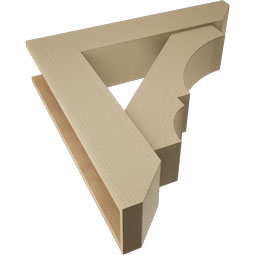 Ekena Millwork - BKTUR0756X36X36BOA06RCPR - Timberthane Faux Wood Balboa Style Bracket w/ Offset Brace, Slat Ends, 7 1/2"W x 36"D x 36"H, Primed Tan