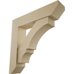 Ekena Millwork - BKTUR0756X36X36BOA06RCPR - Timberthane Faux Wood Balboa Style Bracket w/ Offset Brace, Slat Ends, 7 1/2"W x 36"D x 36"H, Primed Tan