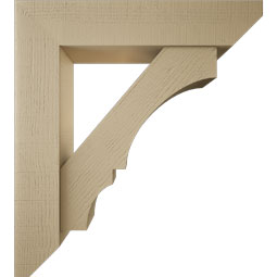 Ekena Millwork - BKTUR0756X36X40BOA06RCPR - Timberthane Faux Wood Balboa Style Bracket w/ Offset Brace, Slat Ends, 7 1/2"W x 36"D x 40"H, Primed Tan