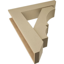 Ekena Millwork - BKTUR0756X36X40BOA06RCPR - Timberthane Faux Wood Balboa Style Bracket w/ Offset Brace, Slat Ends, 7 1/2"W x 36"D x 40"H, Primed Tan