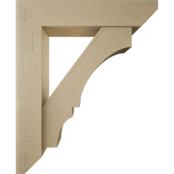 Ekena Millwork - BKTUR0756X36X44BOA06RCPR - Timberthane Faux Wood Balboa Style Bracket w/ Offset Brace, Slat Ends, 7 1/2"W x 36"D x 44"H, Primed Tan