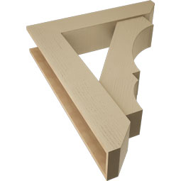 Ekena Millwork - BKTUR0756X36X44BOA06RCPR - Timberthane Faux Wood Balboa Style Bracket w/ Offset Brace, Slat Ends, 7 1/2"W x 36"D x 44"H, Primed Tan