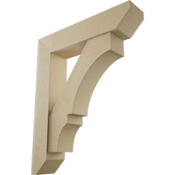 Ekena Millwork - BKTUR0756X36X44BOA06RCPR - Timberthane Faux Wood Balboa Style Bracket w/ Offset Brace, Slat Ends, 7 1/2"W x 36"D x 44"H, Primed Tan