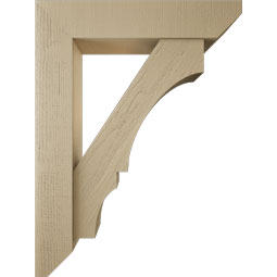 Ekena Millwork - BKTUR0756X36X48BOA06RCPR - Timberthane Faux Wood Balboa Style Bracket w/ Offset Brace, Slat Ends, 7 1/2"W x 36"D x 48"H, Primed Tan