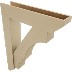 Ekena Millwork - BKTUR0756X36X48BOA06RCPR - Timberthane Faux Wood Balboa Style Bracket w/ Offset Brace, Slat Ends, 7 1/2"W x 36"D x 48"H, Primed Tan