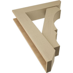 Ekena Millwork - BKTUR0756X36X48BOA06RCPR - Timberthane Faux Wood Balboa Style Bracket w/ Offset Brace, Slat Ends, 7 1/2"W x 36"D x 48"H, Primed Tan