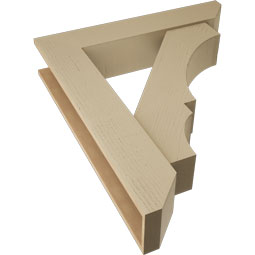 Ekena Millwork - BKTUR0756X38X44BOA06RCPR - Timberthane Faux Wood Balboa Style Bracket w/ Offset Brace, Slat Ends, 7 1/2"W x 38"D x 44"H, Primed Tan