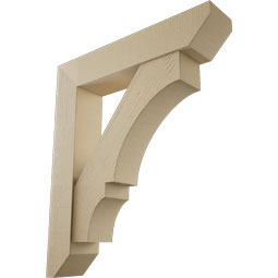 Ekena Millwork - BKTUR0756X38X44BOA06RCPR - Timberthane Faux Wood Balboa Style Bracket w/ Offset Brace, Slat Ends, 7 1/2"W x 38"D x 44"H, Primed Tan
