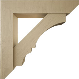 Ekena Millwork - BKTUR0756X40X40BOA06RCPR - Timberthane Faux Wood Balboa Style Bracket w/ Offset Brace, Slat Ends, 7 1/2"W x 40"D x 40"H, Primed Tan