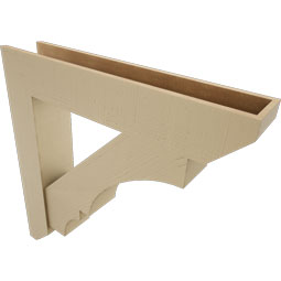 Ekena Millwork - BKTUR0756X40X40BOA06RCPR - Timberthane Faux Wood Balboa Style Bracket w/ Offset Brace, Slat Ends, 7 1/2"W x 40"D x 40"H, Primed Tan