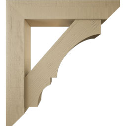 Ekena Millwork - BKTUR0756X40X44BOA06RCPR - Timberthane Faux Wood Balboa Style Bracket w/ Offset Brace, Slat Ends, 7 1/2"W x 40"D x 44"H, Primed Tan