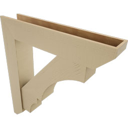 Ekena Millwork - BKTUR0756X40X44BOA06RCPR - Timberthane Faux Wood Balboa Style Bracket w/ Offset Brace, Slat Ends, 7 1/2"W x 40"D x 44"H, Primed Tan