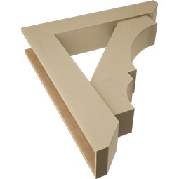 Ekena Millwork - BKTUR0756X40X44BOA06RCPR - Timberthane Faux Wood Balboa Style Bracket w/ Offset Brace, Slat Ends, 7 1/2"W x 40"D x 44"H, Primed Tan