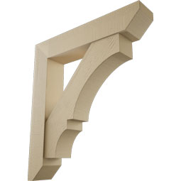 Ekena Millwork - BKTUR0756X40X44BOA06RCPR - Timberthane Faux Wood Balboa Style Bracket w/ Offset Brace, Slat Ends, 7 1/2"W x 40"D x 44"H, Primed Tan