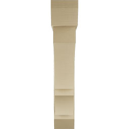 Ekena Millwork - BKTUR0756X42X42BOA06RCPR - Timberthane Faux Wood Balboa Style Bracket w/ Offset Brace, Slat Ends, 7 1/2"W x 42"D x 42"H, Primed Tan