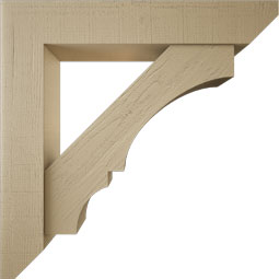 Ekena Millwork - BKTUR0756X42X42BOA06RCPR - Timberthane Faux Wood Balboa Style Bracket w/ Offset Brace, Slat Ends, 7 1/2"W x 42"D x 42"H, Primed Tan