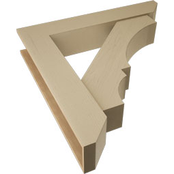 Ekena Millwork - BKTUR0756X42X42BOA06RCPR - Timberthane Faux Wood Balboa Style Bracket w/ Offset Brace, Slat Ends, 7 1/2"W x 42"D x 42"H, Primed Tan