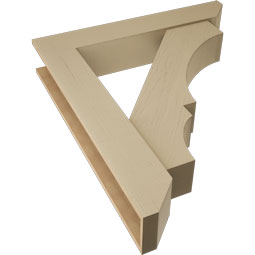 Ekena Millwork - BKTUR0756X42X48BOA06RCPR - Timberthane Faux Wood Balboa Style Bracket w/ Offset Brace, Slat Ends, 7 1/2"W x 42"D x 48"H, Primed Tan