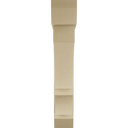 Ekena Millwork - BKTUR0756X44X44BOA06RCPR - Timberthane Faux Wood Balboa Style Bracket w/ Offset Brace, Slat Ends, 7 1/2"W x 44"D x 44"H, Primed Tan