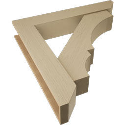 Ekena Millwork - BKTUR0756X44X44BOA06RCPR - Timberthane Faux Wood Balboa Style Bracket w/ Offset Brace, Slat Ends, 7 1/2"W x 44"D x 44"H, Primed Tan