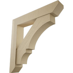 Ekena Millwork - BKTUR0756X44X44BOA06RCPR - Timberthane Faux Wood Balboa Style Bracket w/ Offset Brace, Slat Ends, 7 1/2"W x 44"D x 44"H, Primed Tan