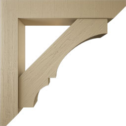 Ekena Millwork - BKTUR0756X46X46BOA06RCPR - Timberthane Faux Wood Balboa Style Bracket w/ Offset Brace, Slat Ends, 7 1/2"W x 46"D x 46"H, Primed Tan