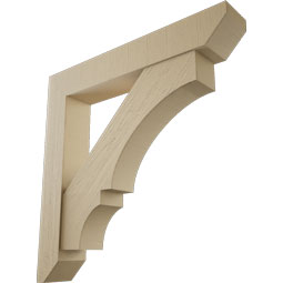Ekena Millwork - BKTUR0756X46X46BOA06RCPR - Timberthane Faux Wood Balboa Style Bracket w/ Offset Brace, Slat Ends, 7 1/2"W x 46"D x 46"H, Primed Tan