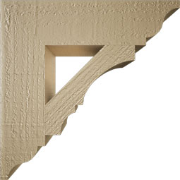 Ekena Millwork - BKTUR035X14X14BOA01RCPR - Timberthane Faux Wood Balboa Style Bracket, Traditional Ends, 3 1/2"W x 14"D x 14"H, Primed Tan