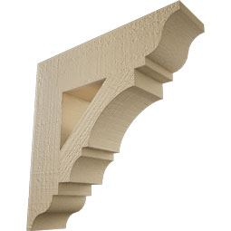 Ekena Millwork - BKTUR035X14X14BOA01RCPR - Timberthane Faux Wood Balboa Style Bracket, Traditional Ends, 3 1/2"W x 14"D x 14"H, Primed Tan