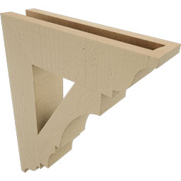Ekena Millwork - BKTUR035X14X18BOA01RCPR - Timberthane Faux Wood Balboa Style Bracket, Traditional Ends, 3 1/2"W x 14"D x 18"H, Primed Tan