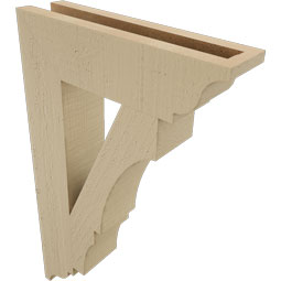 Ekena Millwork - BKTUR035X14X22BOA01RCPR - Timberthane Faux Wood Balboa Style Bracket, Traditional Ends, 3 1/2"W x 14"D x 22"H, Primed Tan