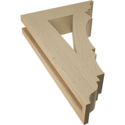 Ekena Millwork - BKTUR035X14X22BOA01RCPR - Timberthane Faux Wood Balboa Style Bracket, Traditional Ends, 3 1/2"W x 14"D x 22"H, Primed Tan