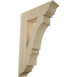 Ekena Millwork - BKTUR035X14X22BOA01RCPR - Timberthane Faux Wood Balboa Style Bracket, Traditional Ends, 3 1/2"W x 14"D x 22"H, Primed Tan