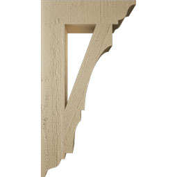 Ekena Millwork - BKTUR035X14X26BOA01RCPR - Timberthane Faux Wood Balboa Style Bracket, Traditional Ends, 3 1/2"W x 14"D x 26"H, Primed Tan