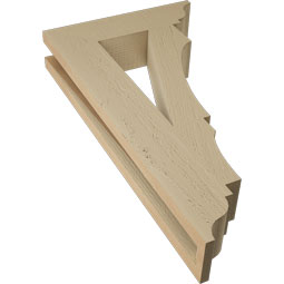 Ekena Millwork - BKTUR035X14X26BOA01RCPR - Timberthane Faux Wood Balboa Style Bracket, Traditional Ends, 3 1/2"W x 14"D x 26"H, Primed Tan