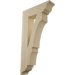 Ekena Millwork - BKTUR035X14X26BOA01RCPR - Timberthane Faux Wood Balboa Style Bracket, Traditional Ends, 3 1/2"W x 14"D x 26"H, Primed Tan