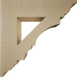 Ekena Millwork - BKTUR035X16X16BOA01RCPR - Timberthane Faux Wood Balboa Style Bracket, Traditional Ends, 3 1/2"W x 16"D x 16"H, Primed Tan