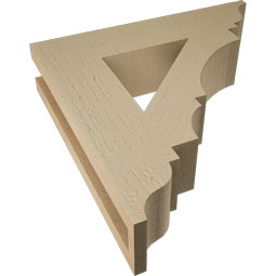 Ekena Millwork - BKTUR035X16X16BOA01RCPR - Timberthane Faux Wood Balboa Style Bracket, Traditional Ends, 3 1/2"W x 16"D x 16"H, Primed Tan