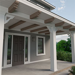 Ekena Millwork - BKTUR035X16X16BOA01RCPR - Timberthane Faux Wood Balboa Style Bracket, Traditional Ends, 3 1/2"W x 16"D x 16"H, Primed Tan